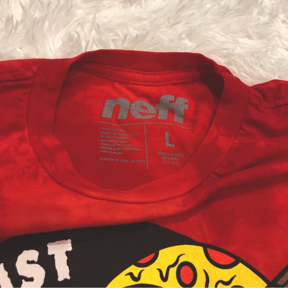 Neff Grimm Crust to Dust Pizza tie dye Red T-shirt Size L - Picture 3 of 5